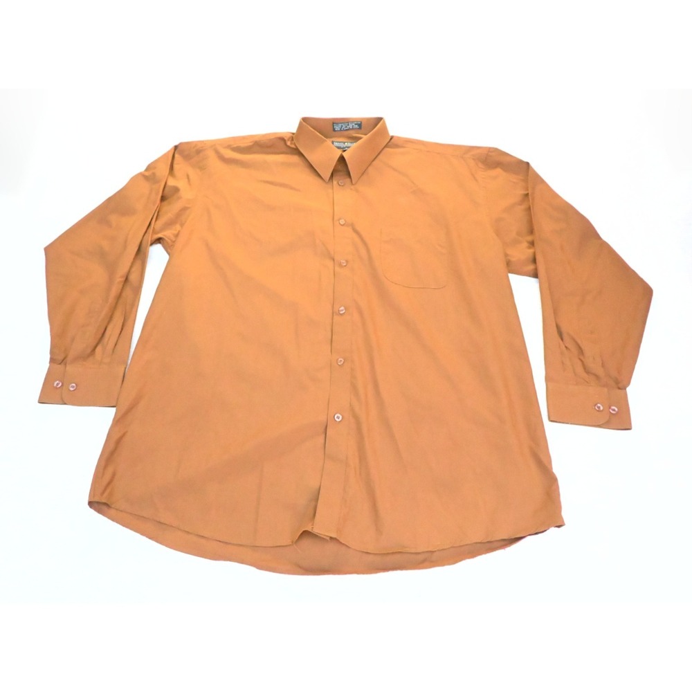 Daniel Ellissa Mens 18 36-37 Brown Dress Shirt Button Up Chest Pocket Crisp